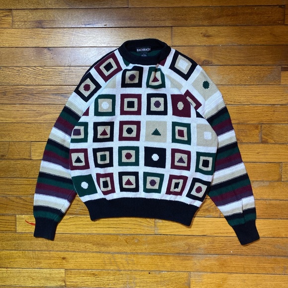 Vintage geometric pattern knit sweater - Picture 1 of 5